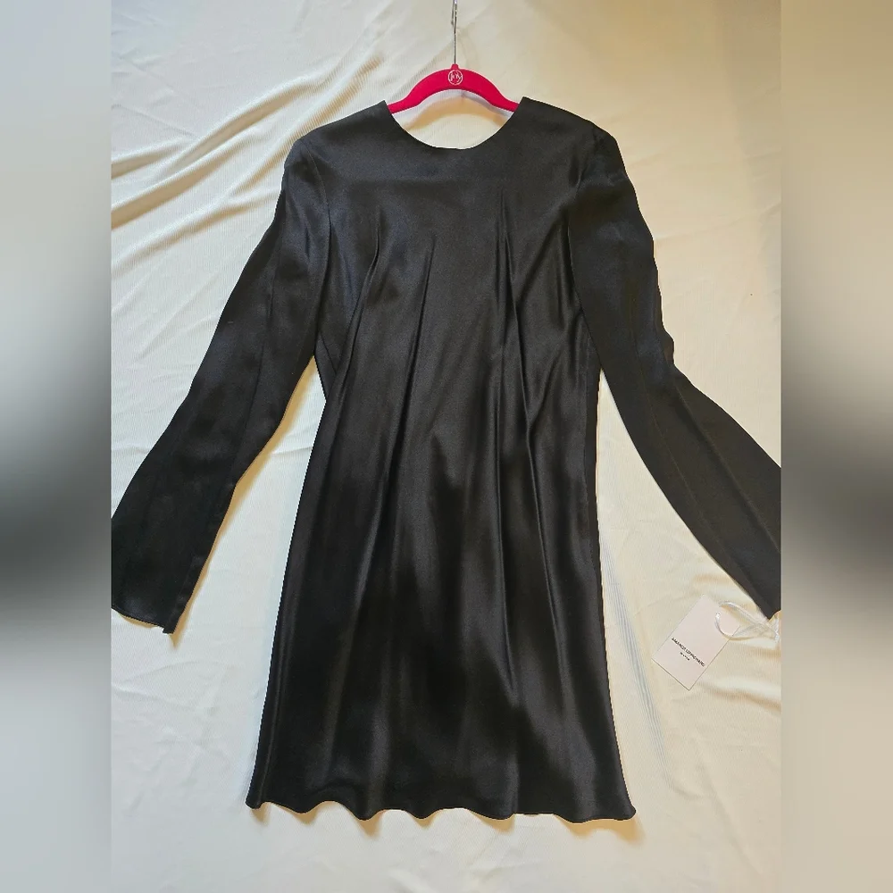 NEW Amanda Uprichard Charnas Black 100% Silk Dress | Size Large - Picture 8 of 8